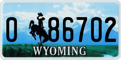 WY license plate 086702