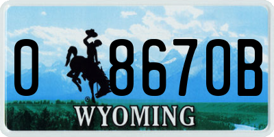 WY license plate 08670B