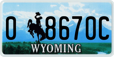 WY license plate 08670C