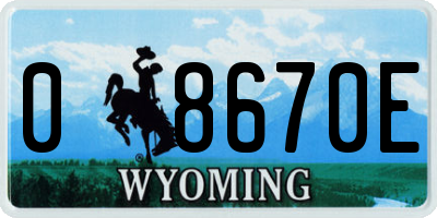WY license plate 08670E