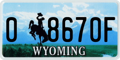 WY license plate 08670F