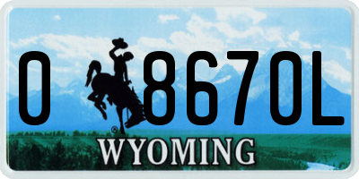 WY license plate 08670L