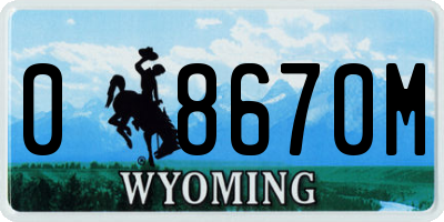 WY license plate 08670M