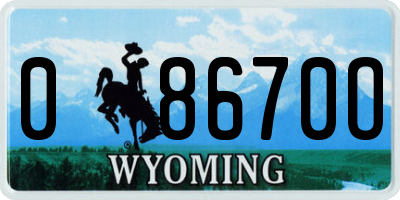 WY license plate 08670O