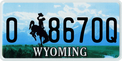 WY license plate 08670Q