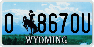 WY license plate 08670U