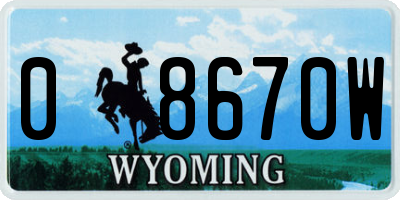WY license plate 08670W