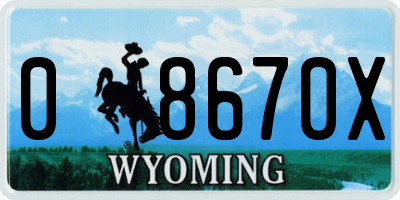 WY license plate 08670X