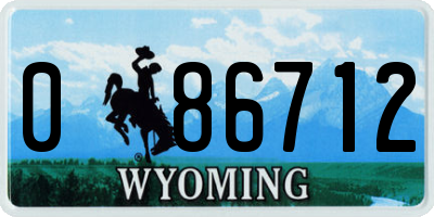 WY license plate 086712