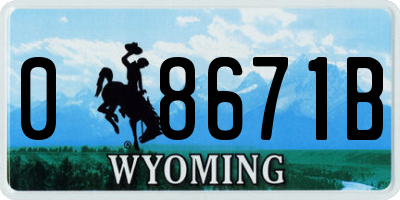 WY license plate 08671B