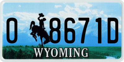 WY license plate 08671D