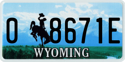 WY license plate 08671E