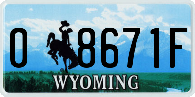 WY license plate 08671F