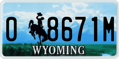 WY license plate 08671M