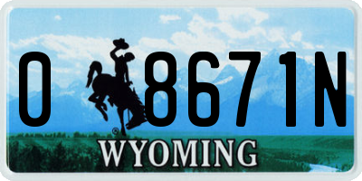 WY license plate 08671N