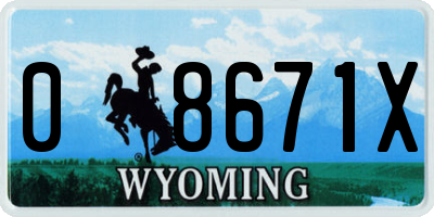 WY license plate 08671X