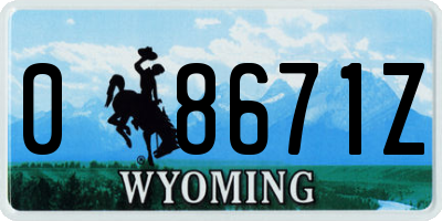 WY license plate 08671Z