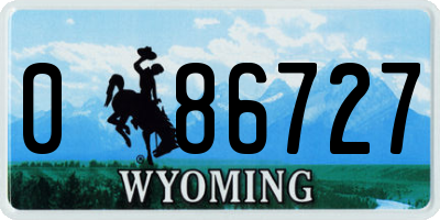 WY license plate 086727