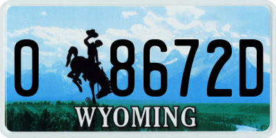 WY license plate 08672D