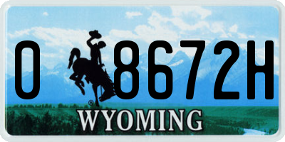 WY license plate 08672H
