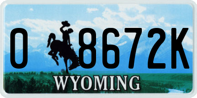 WY license plate 08672K