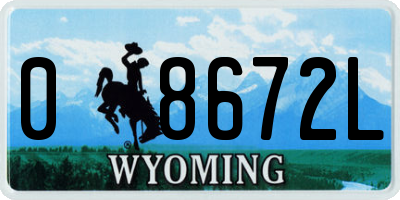 WY license plate 08672L