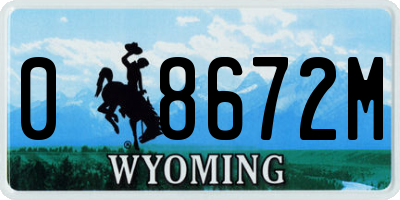WY license plate 08672M