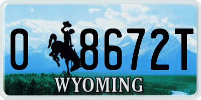 WY license plate 08672T