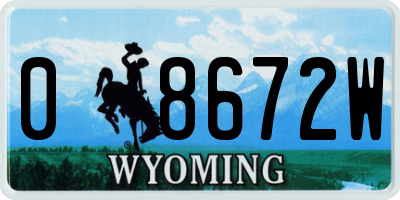 WY license plate 08672W