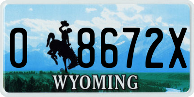 WY license plate 08672X