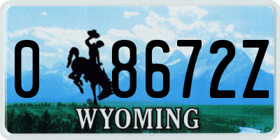 WY license plate 08672Z