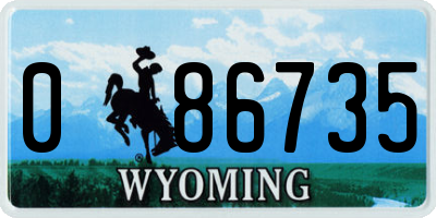 WY license plate 086735