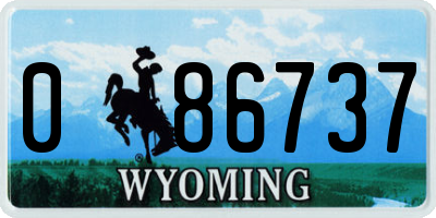 WY license plate 086737