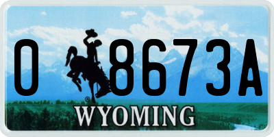 WY license plate 08673A