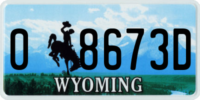 WY license plate 08673D