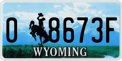 WY license plate 08673F