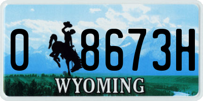 WY license plate 08673H