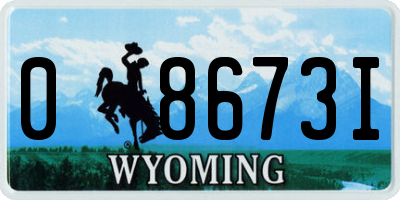 WY license plate 08673I