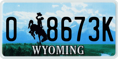 WY license plate 08673K
