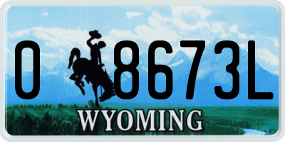 WY license plate 08673L