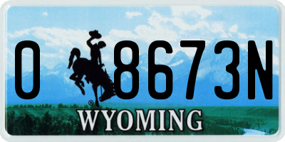WY license plate 08673N