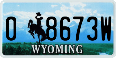 WY license plate 08673W