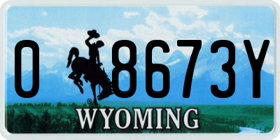 WY license plate 08673Y