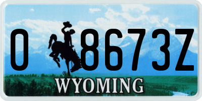 WY license plate 08673Z