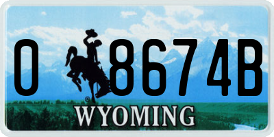 WY license plate 08674B