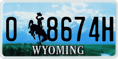 WY license plate 08674H