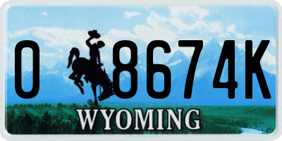 WY license plate 08674K