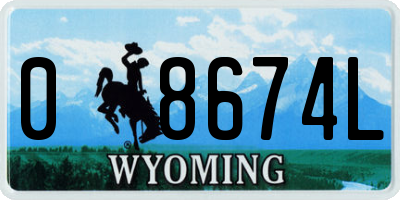WY license plate 08674L