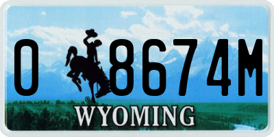 WY license plate 08674M