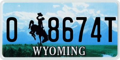 WY license plate 08674T